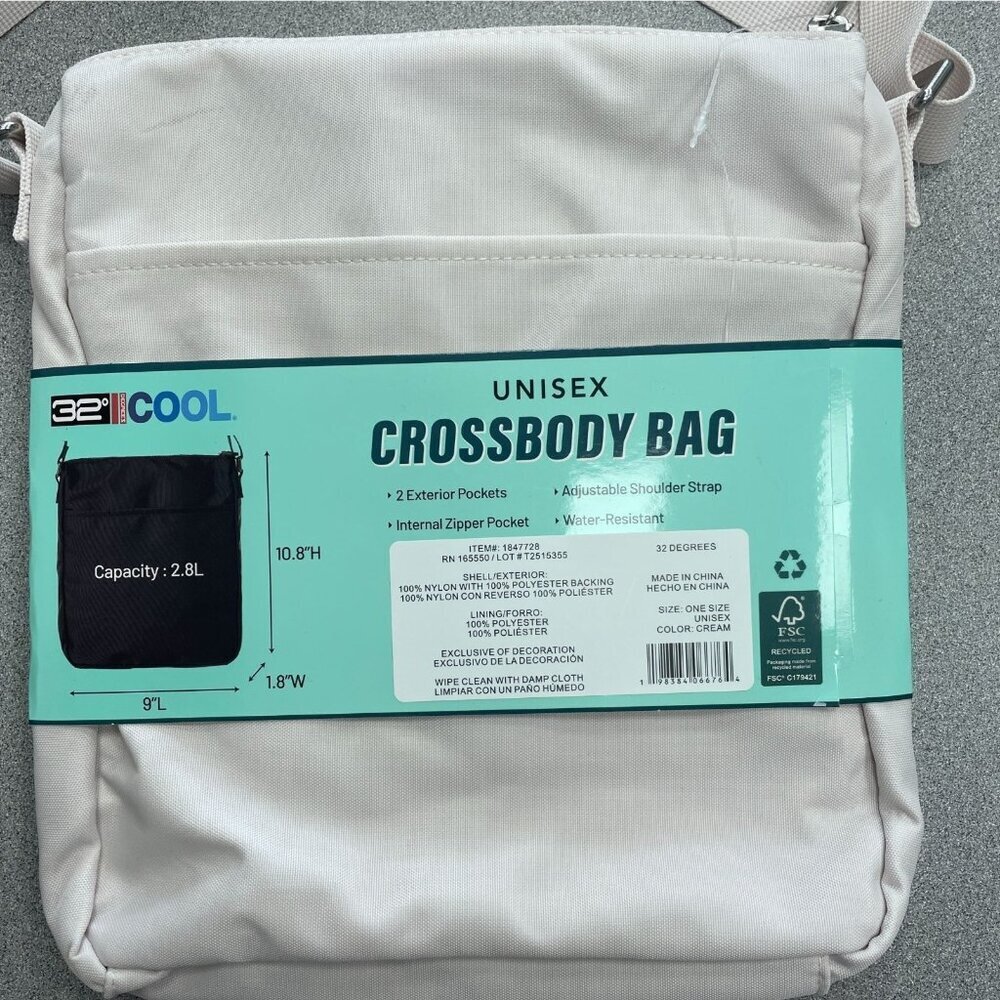 NEW 32 Degrees Cool Unisex Water-Resistant Crossbody Bag With Adjustable Strap - Picture 6 of 7